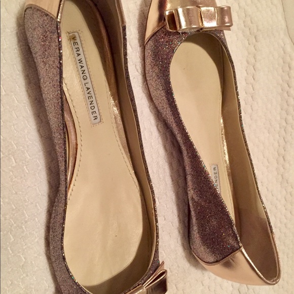 Vera Wang Gold Sparkle Ballet Flats - Picture 2 of 3